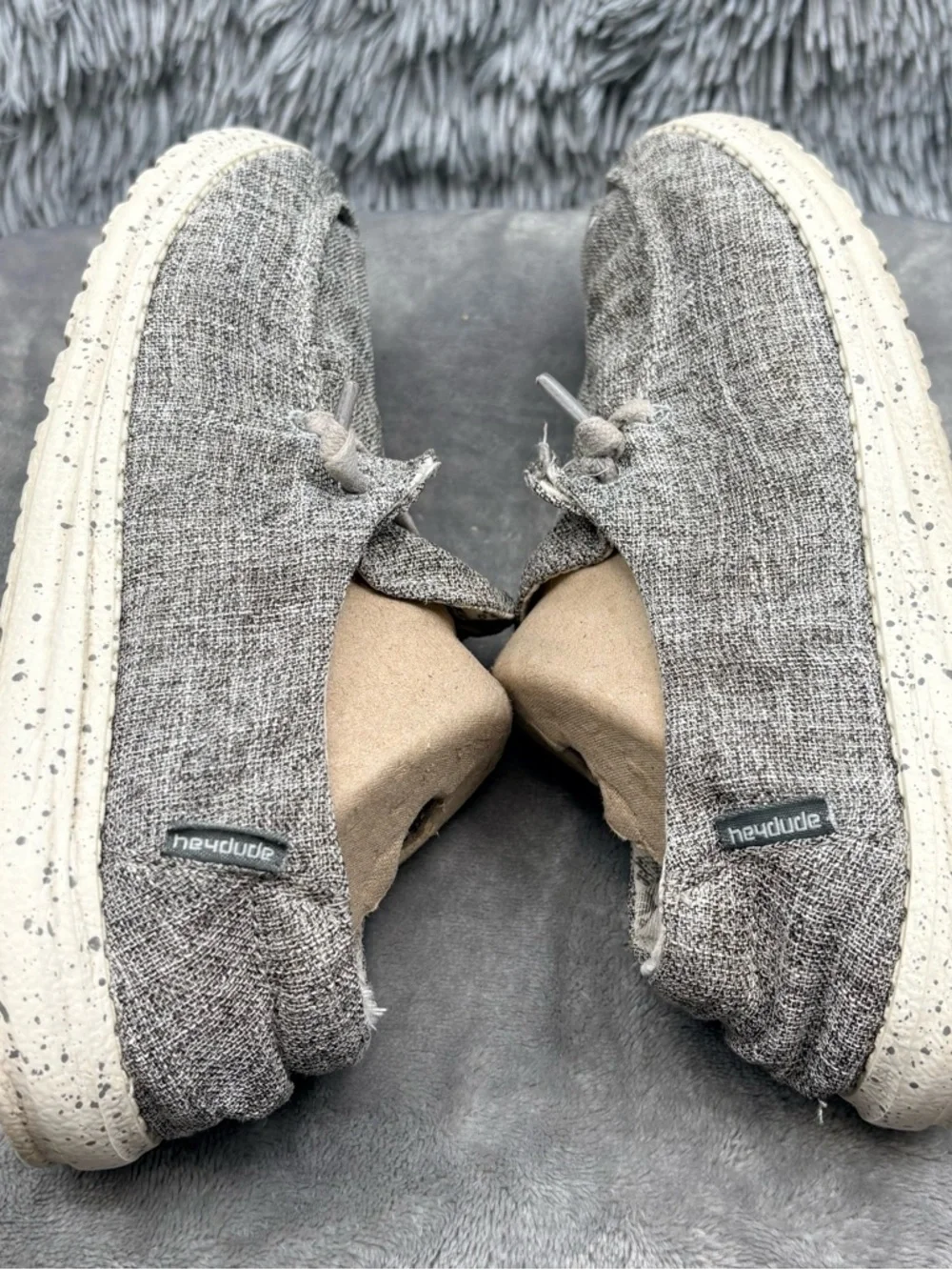 Hey Dude Shoes Womens 7 Wendy L Linen Slip On Casual Gray